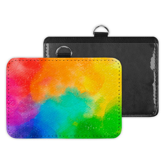 watercolor - id badge holder
