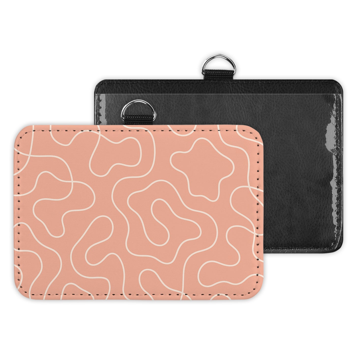 peach squiggles - id badge holder