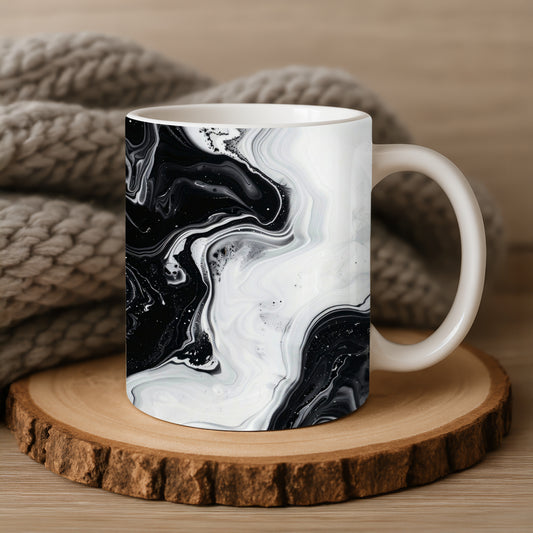black & white marble mug