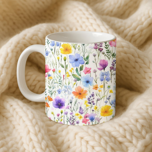 watercolor wildflowers mug