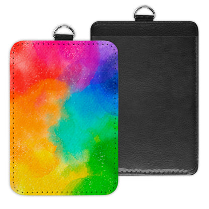 watercolor - id badge holder