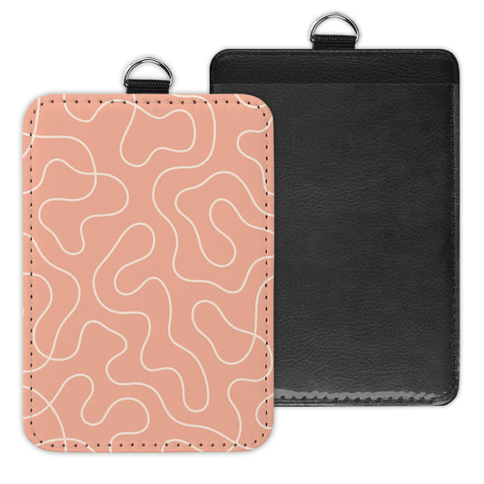 peach squiggles - id badge holder