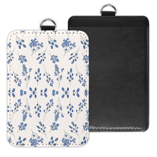 blue flowers - id badge holder