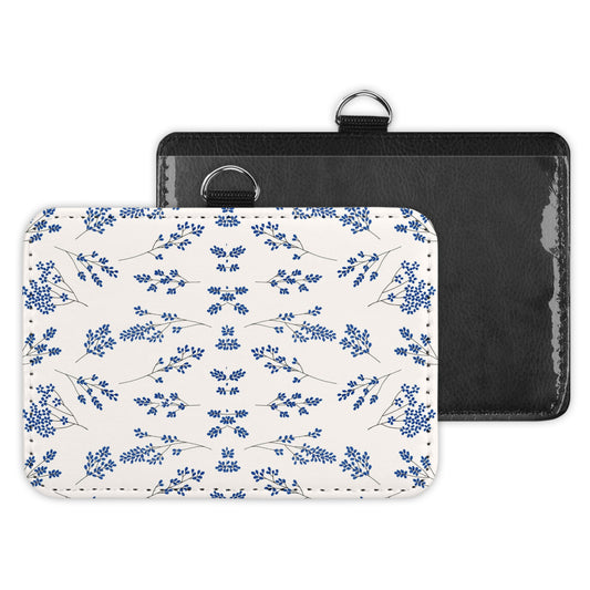 blue flowers - id badge holder