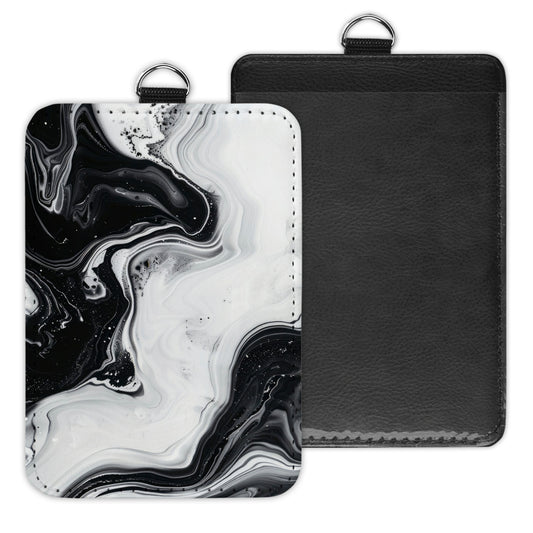 black & white marble - id badge holder