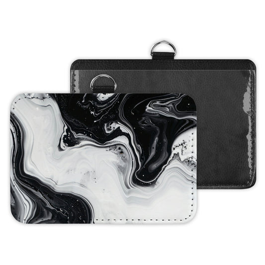 black & white marble - id badge holder