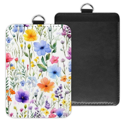 watercolor wildflowers - id badge holder