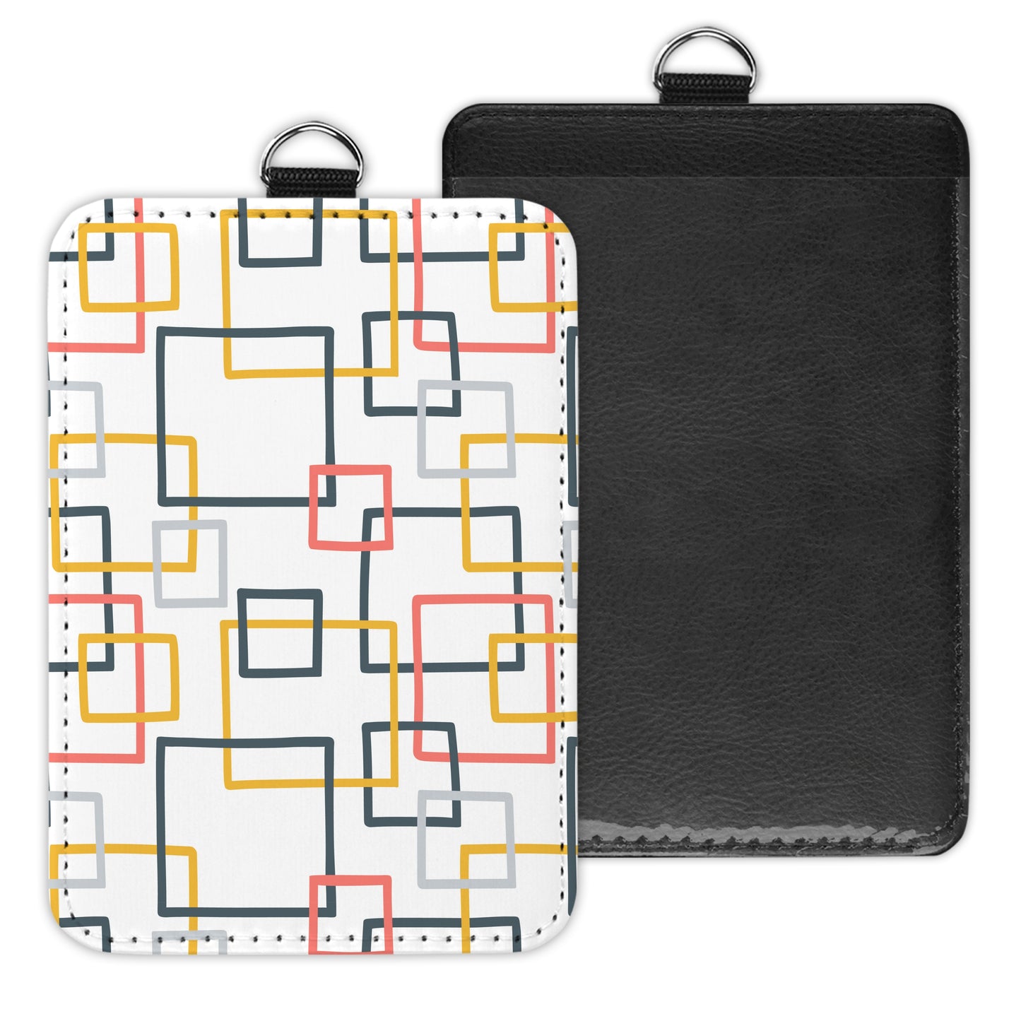retro squares - id badge holder