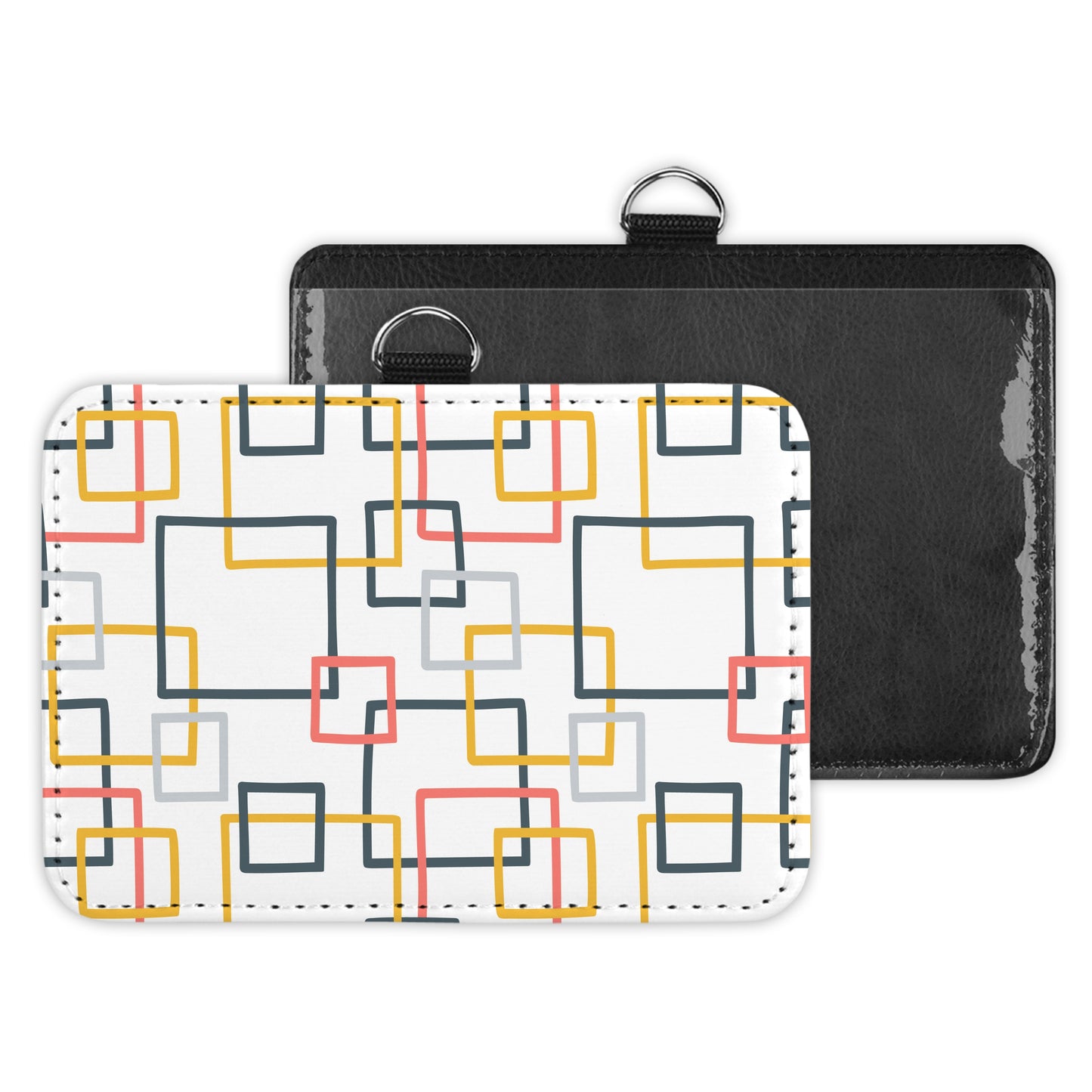 retro squares - id badge holder