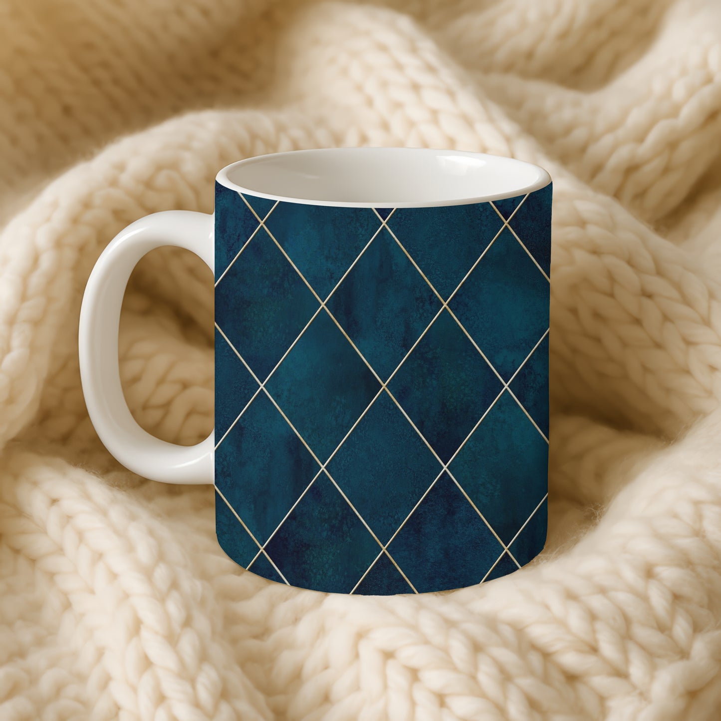 blue tile mug