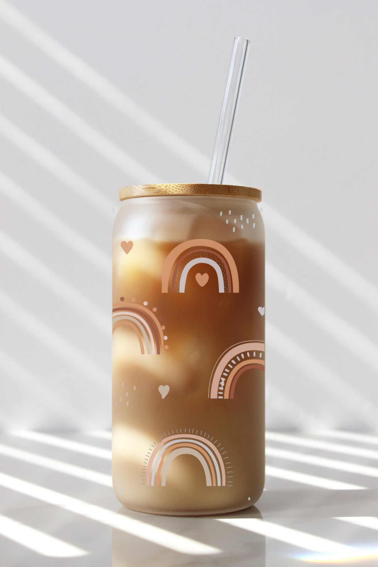 boho rainbows glass tumbler