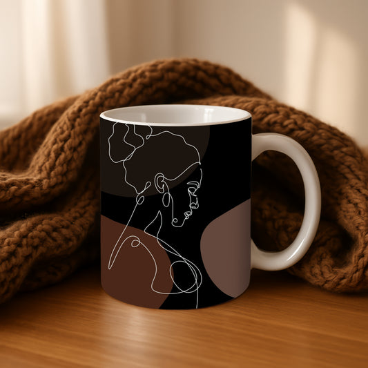 woman in abstract mug
